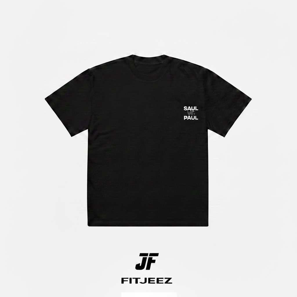 T-shirt Twisted Saul vs Paul FITJEEZ, vue recto carrée avec t-shirt réduit et logo agrandi