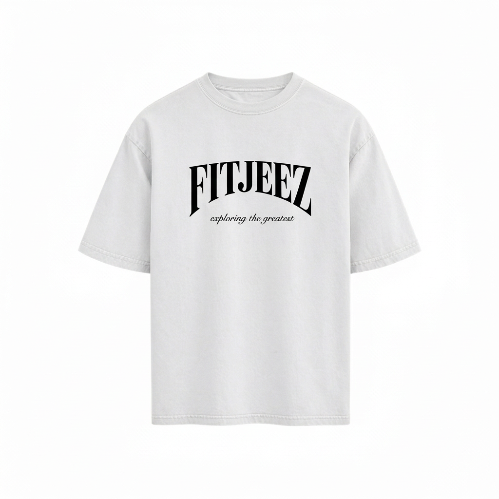 T-shirt FITJEEZ Exploring the Greatest Classique blanc, impression recto uniquement