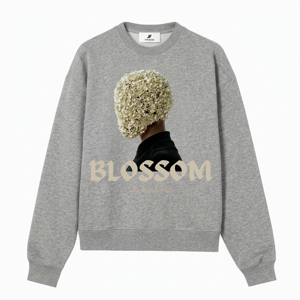 Sweat Blossom FITJEEZ gris sur fond blanc