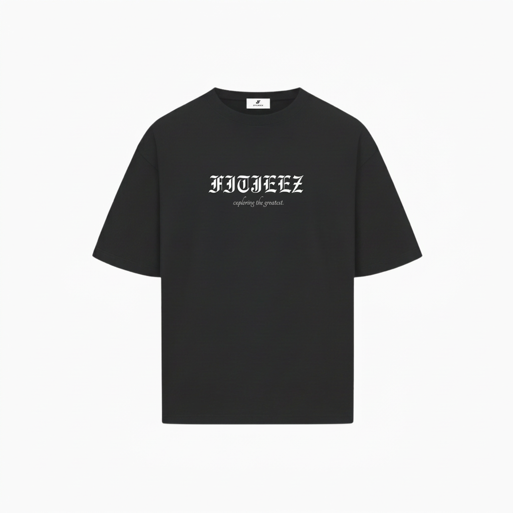 T-shirt FITJEEZ noir, vue de face sur fond blanc