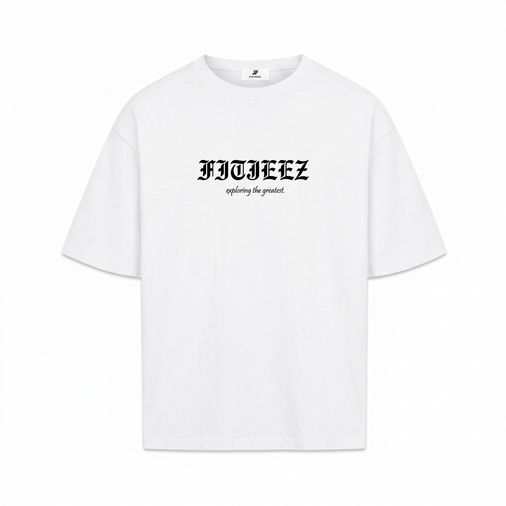 T-shirt FITJEEZ blanc, vue de face sur fond blanc